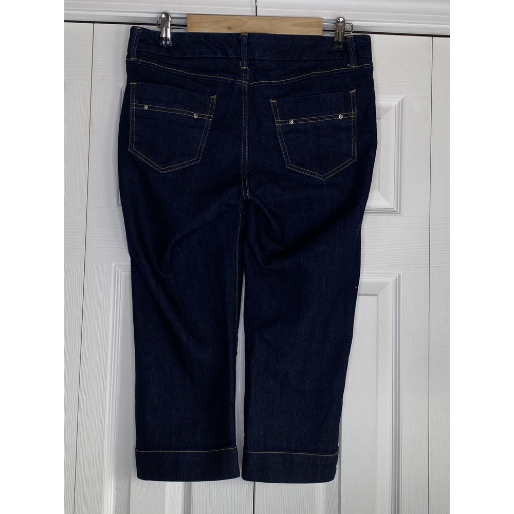 Banana Republic Capri Jeans Dark Blue Denim Cuffed Hem Sz 6 (28) Inseam 21